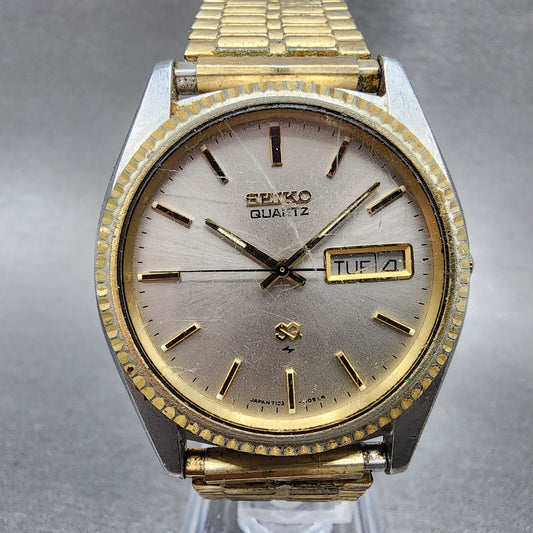 Seiko SQ President Watch Men 36mm Gray Dial Two Tone Daydate 71238050 New Batt0