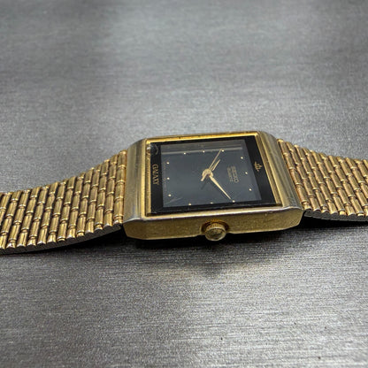 Seiko Galaxy Tank Watch Women 19mm Black Dial Gold Tone PARTS!! 2Y01-5C40 NewBat3