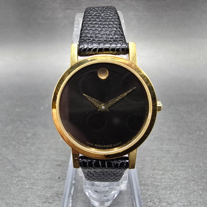 Movado Museum Watch Women 25mm Black Dial Gold Tone Round 87.A1.832 New Batt GHV0