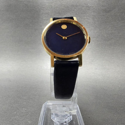Zenith Movado Museum Watch Women 25mm Blue Dial Gold Plated Manual Wind Runs5