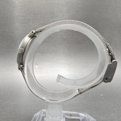 Calvin Klein Watch Women 28mm Silver Dial Steel Round K1313 Mesh Band New Batt6