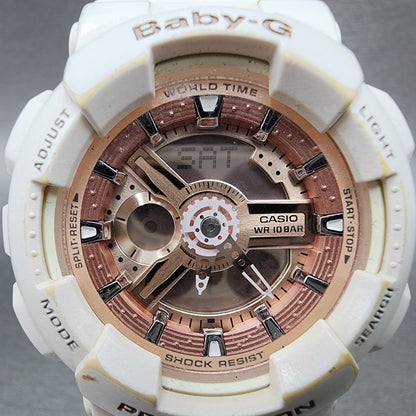 Casio BabyG Watch Women 43mm Digital Rose Dial White Tone BA110 New Battery1