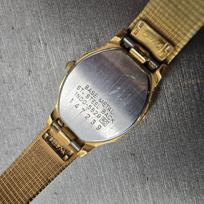 Seiko Watch Women 16mm Gold Dial Gold Tone Oval 1N00-5B29 New Battery Vintage10