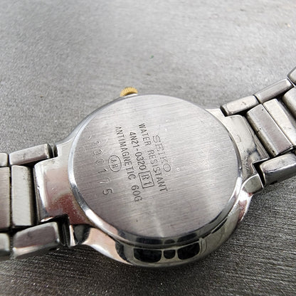 Seiko Exceline Watch Women 22mm White Dial Two Tone Round 4N210320 New Battery9
