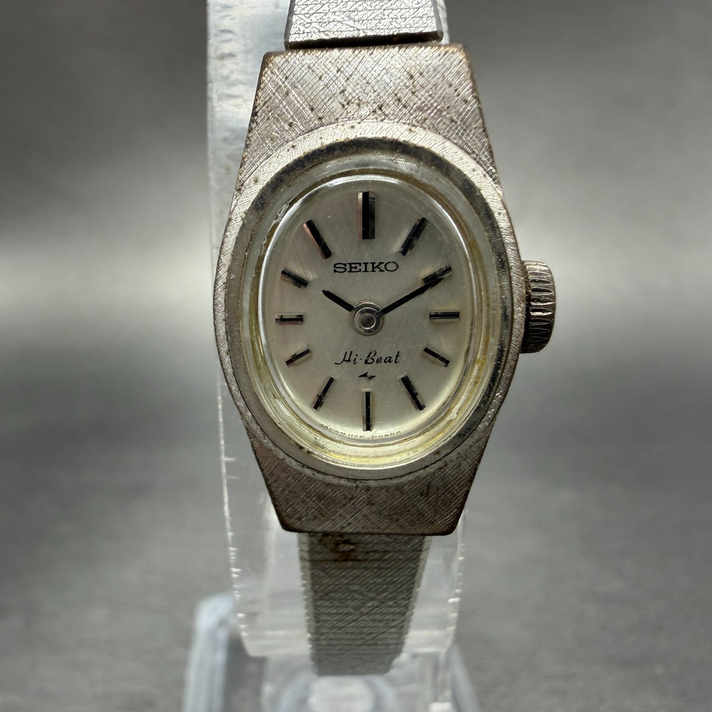 Seiko Watch Women 15mm Silver Dial Silver Tone Manual Oval 1120-7000 Runs VTG0