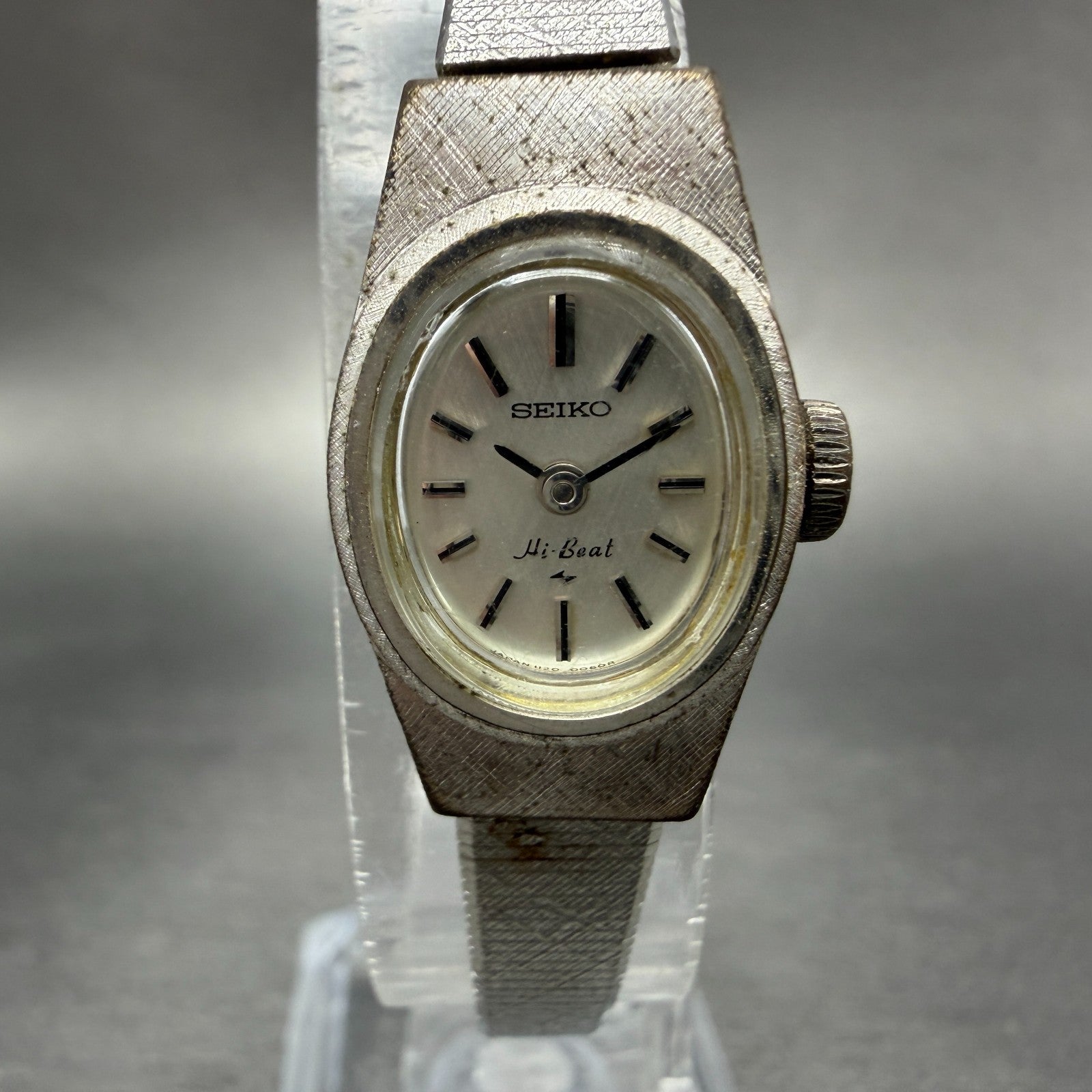 Seiko Watch Women 15mm Silver Dial Silver Tone Manual Oval 1120-7000 Runs VTG0