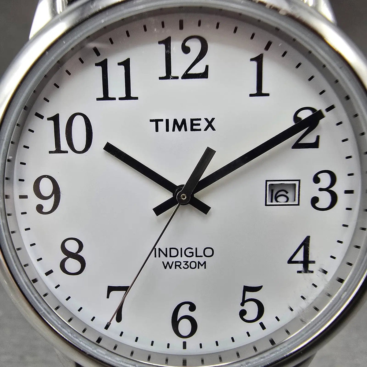 Timex Easy Reader Watch Men 35mm White Dial Silver Round Date New Battery 341