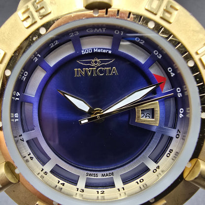 Invicta Sub Aqua Noma III Watch Men 50mm Blue Dial Gold Tone Date 6509 New Batt1
