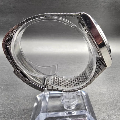 Seiko Alba Watch Men 34mm White Dial Silver Tone Daydate V743-8A10 New Battery H8