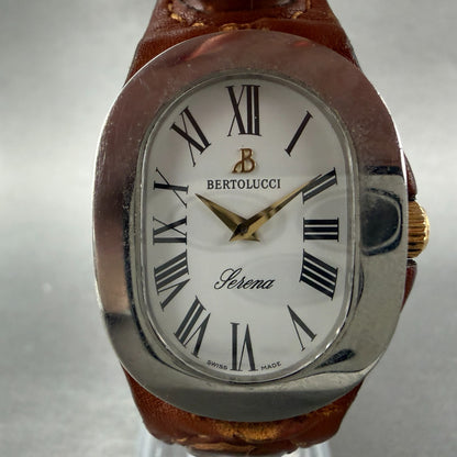 Bertolucci Serena Watch Women 27mm White Dial Steel Oval 313-6163 New Battery1