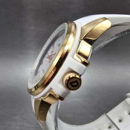 Citizen Eco-drive Veya Watch Women 38mm White Dial Gold Tone Date Round Works2