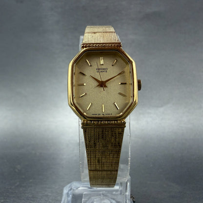 Seiko Watch Women 20mm Champagne Dial Gold Tone Octagon 1221-5270 New Battery5