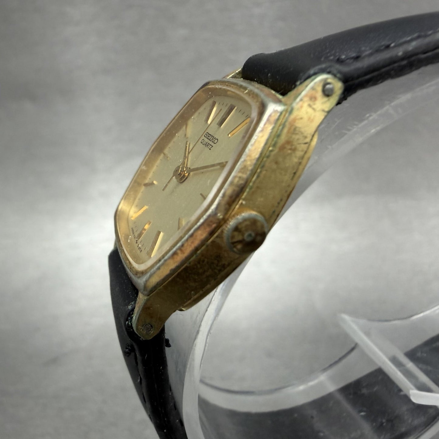 Seiko Watch Women 21mm Gold Dial Gold Plated Hexagon 14215080 New Battery2