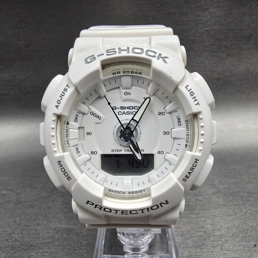 Casio G-Shock GMA-S130 Watch Men 46mm White Chronograph Alarm Round New Battery0