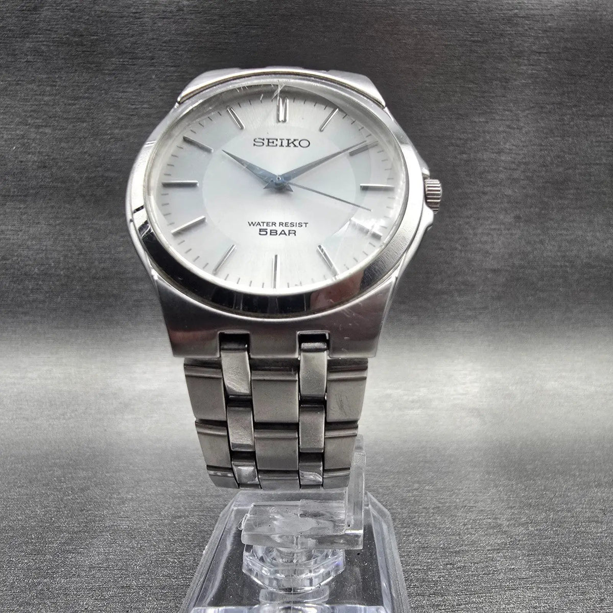 Seiko Watch Men 35mm Silver Dial Silver Tone Round 7N01-0DM0 New Battery  JDM F5