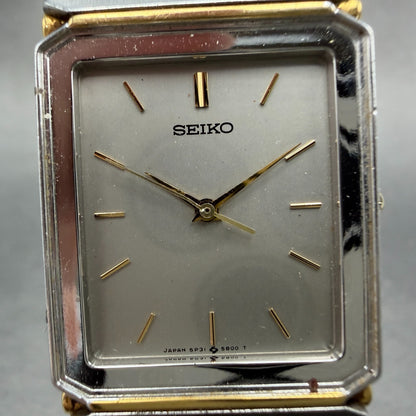 Seiko Tank Watch Men 25mm Silver Dial Two Tone READ!!!!!! 5P31-5A80 New Battery2