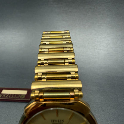 Citizen CQ Watch Unisex 30mm Champagne Dial Gold Tone Round  2838 New Battery4