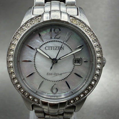 Citizen EcoDrive Watch Women 28mm MOP Dial Silver Tone Round Date Runs1