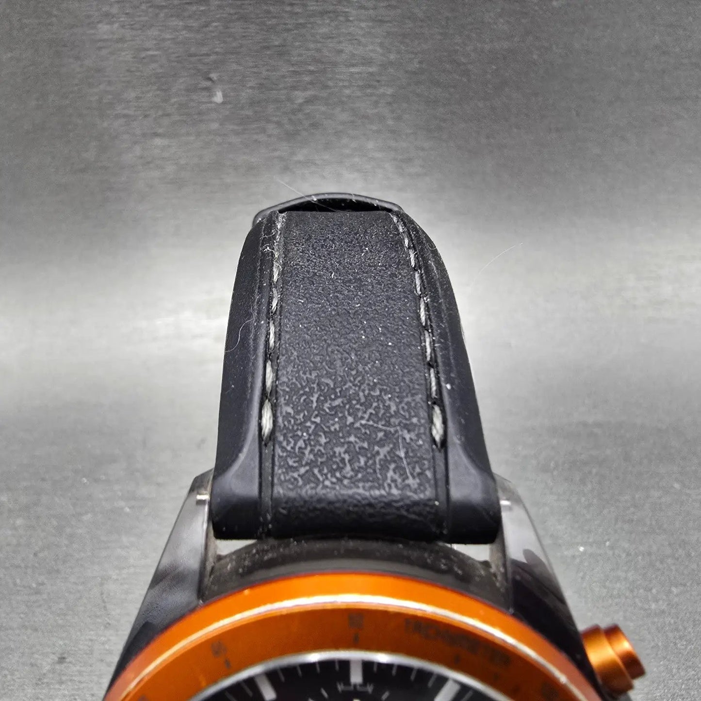 Fossil Chronograph Watch Men 43mm Black Dial Gray Tone Orange CH-2785 NewBattery4