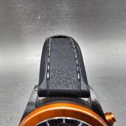 Fossil Chronograph Watch Men 43mm Black Dial Gray Tone Orange CH-2785 NewBattery4
