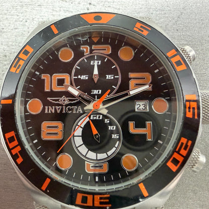 Invicta Pro Diver Chrono Watch Men 51mm Black Dial Silver Tone Date RoundCHIPPED2