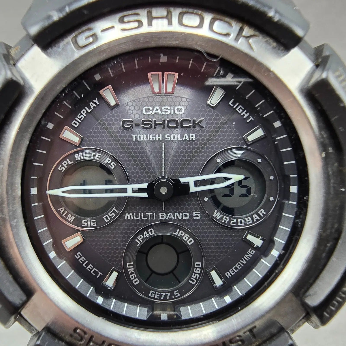 Casio G-Shock AWG-100C Watch Men 47mm Black Silver Alarm Chrono Solar Works JP1