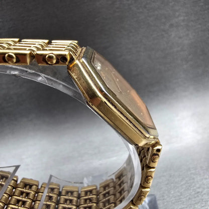 Seiko Watch Men 28mm Gold Dial Gold Tone Octagon 5P30-5040 New Battery Vintage3