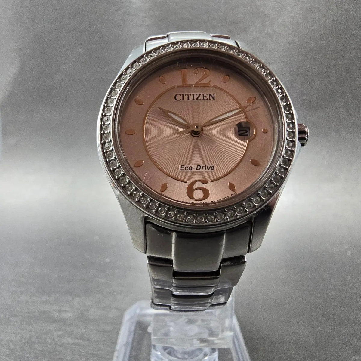Citizen Silhouette Eco-Drive Watch Women 29mm Pink Dial Steel Date FE1140-86X6
