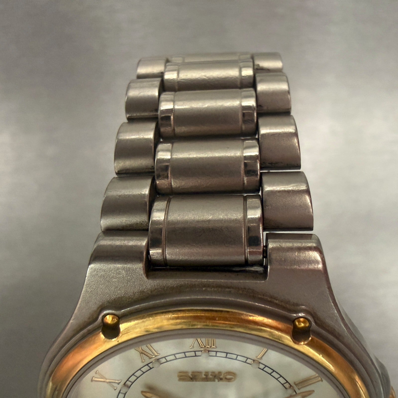 Seiko Spirit Watch Men 35mm Champagne Dial Two Tone Round 7N47-8000 New Battery4