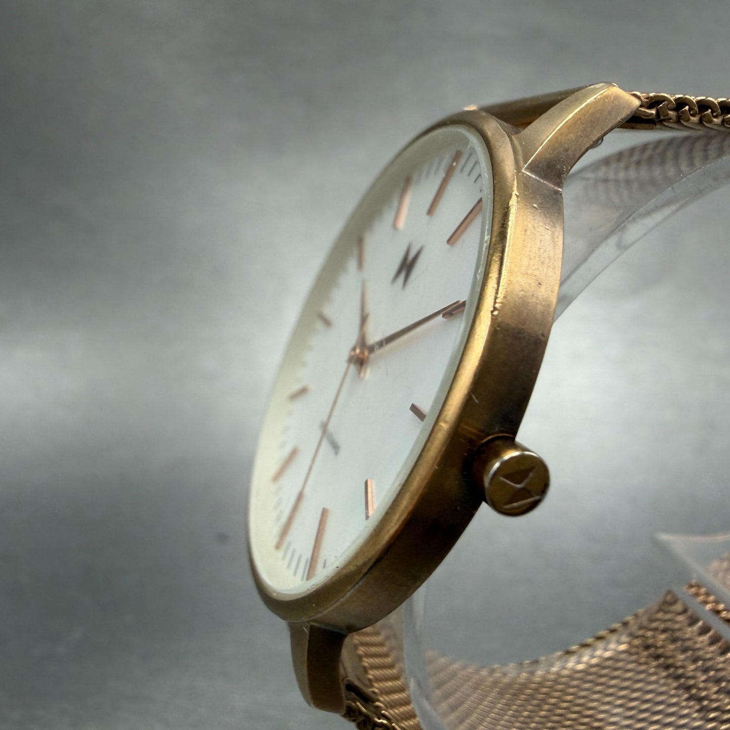 MVMT Boulevard Watch Women 38mm MOP Dial Rose Gold Tone Mesh Band New BatteryLK2