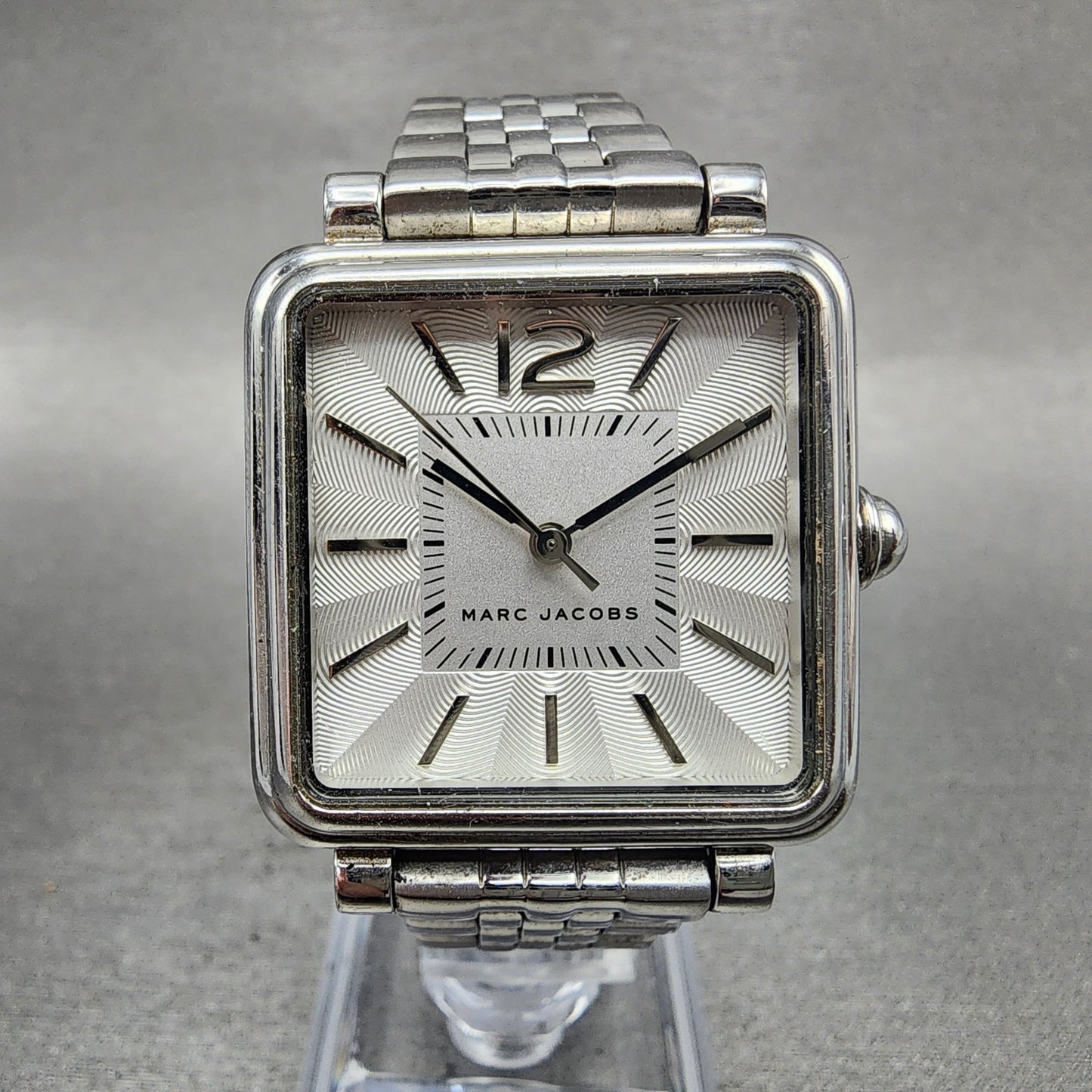 Marc Jacobs Watch Women 30mm White Dial Silver Tone Square MJ3461  New Battery0