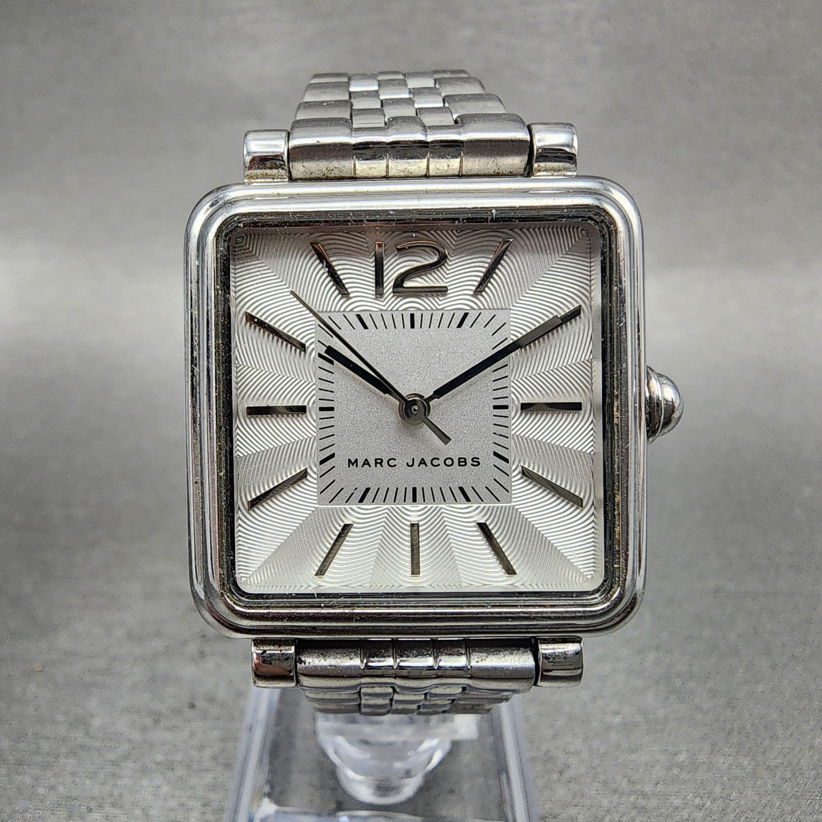Marc Jacobs Watch Women 30mm White Dial Silver Tone Square MJ3461  New Battery0