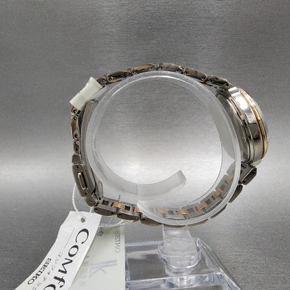 Seiko Lukia Watch Women 28mm Silver Dial Two Tone Date Solar Round Runs SSVV0208