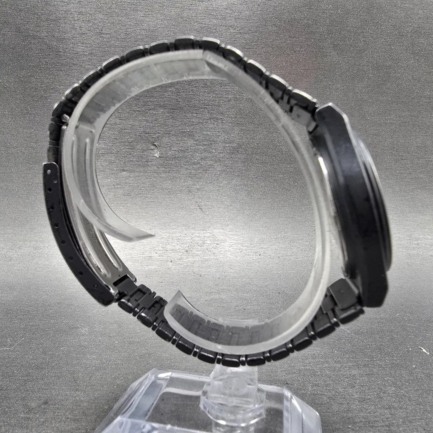 Seiko SQ Watch Men 34mm Black Dial black Tone Daydate Round 8C23-6080 PARTS VTG9
