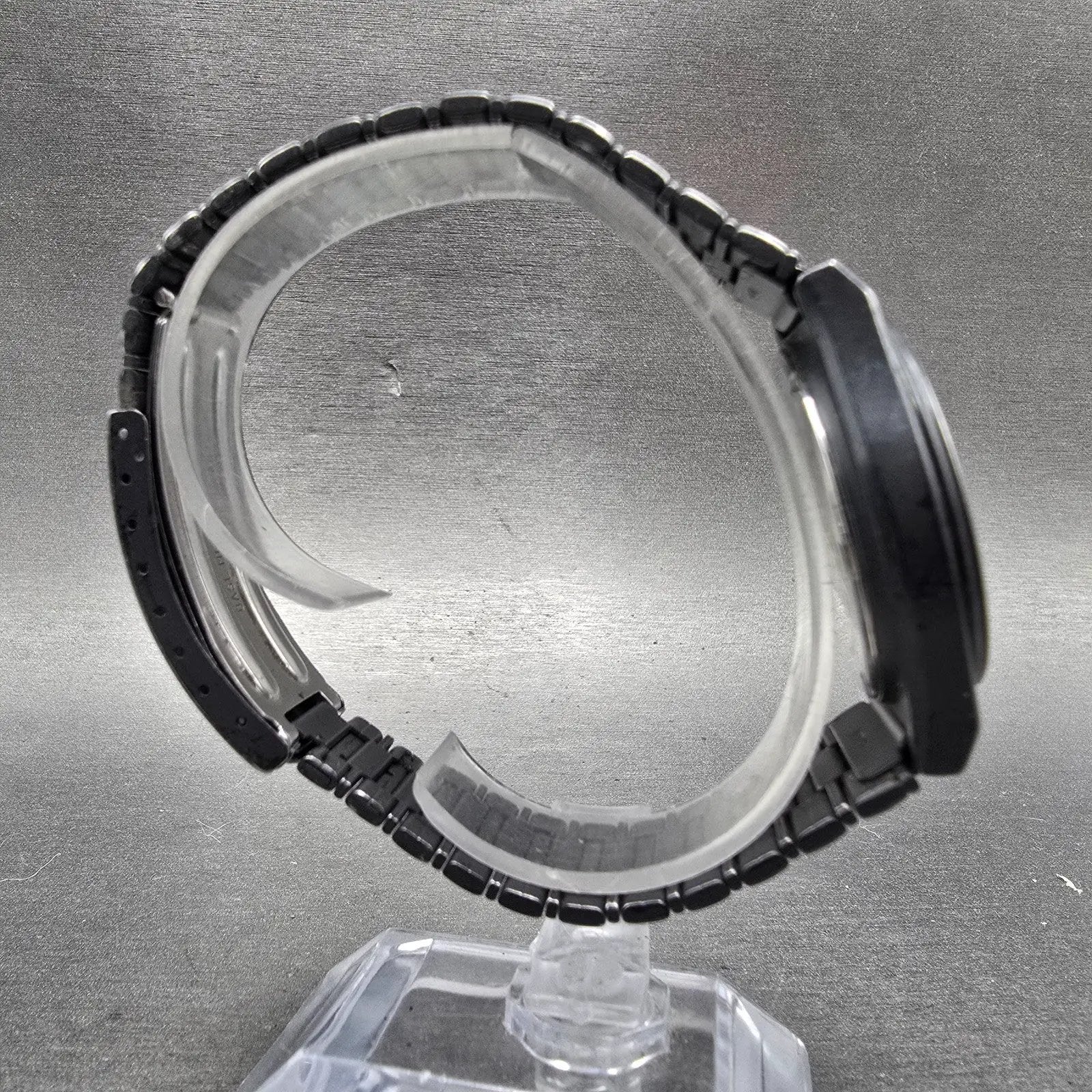 Seiko SQ Watch Men 34mm Black Dial black Tone Daydate Round 8C23-6080 PARTS VTG9
