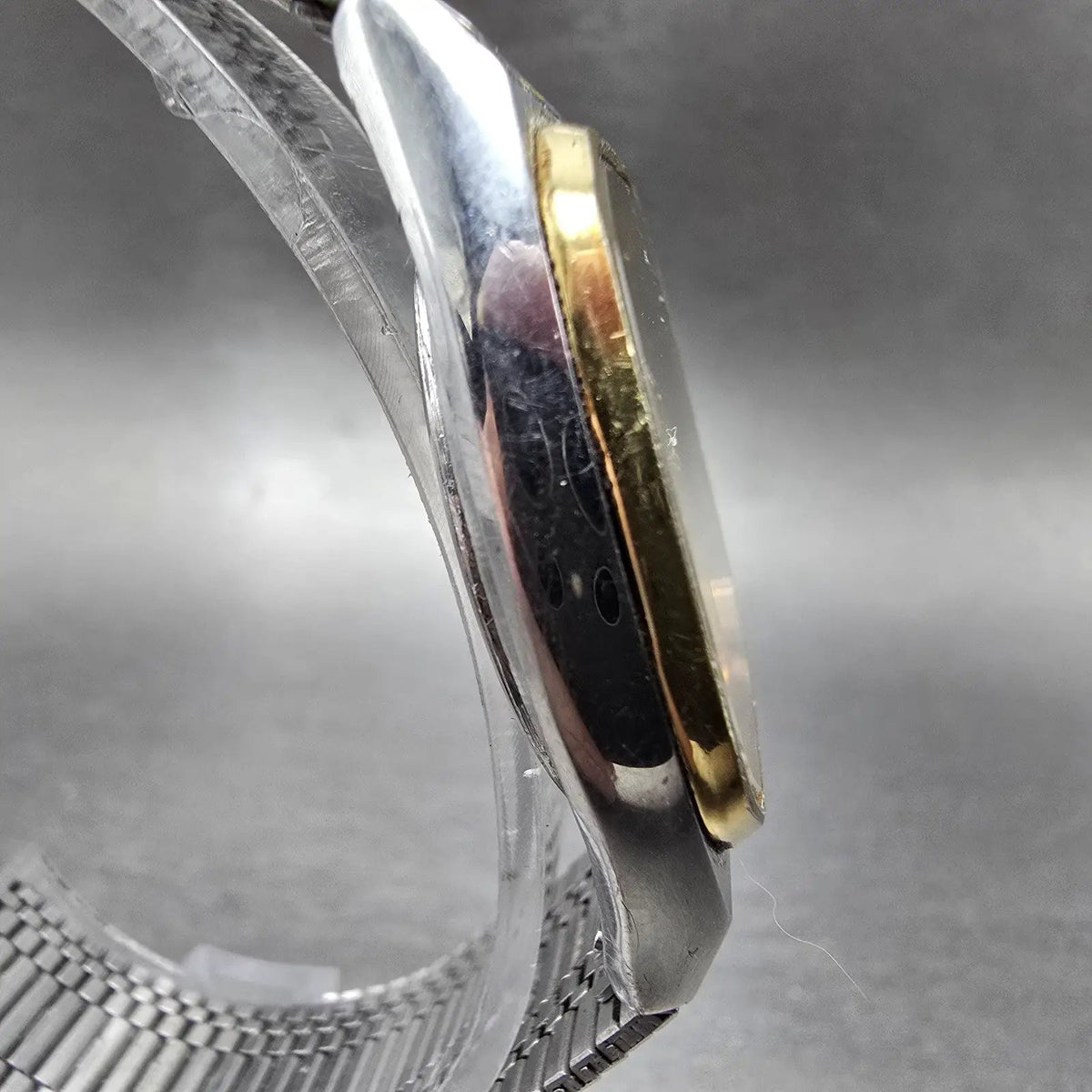 Citizen CQ Watch Men 33mm Gold Dial Two Tone Daydate Rectangle 1250-214609 PARTS4