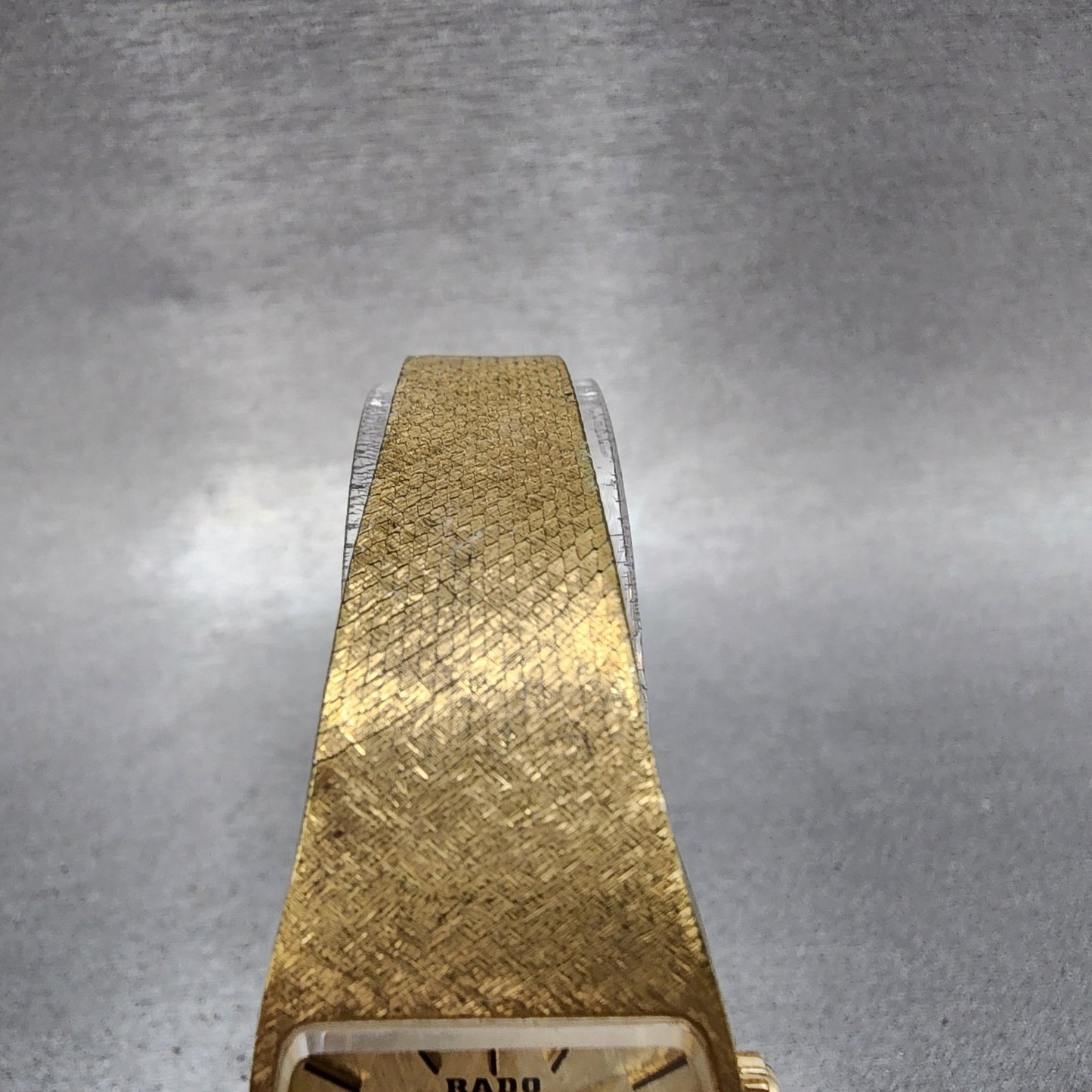 Rado Silhouette Watch Women 21mm Gold Dial Gold Tone Rectangle Manual Wind Runs4