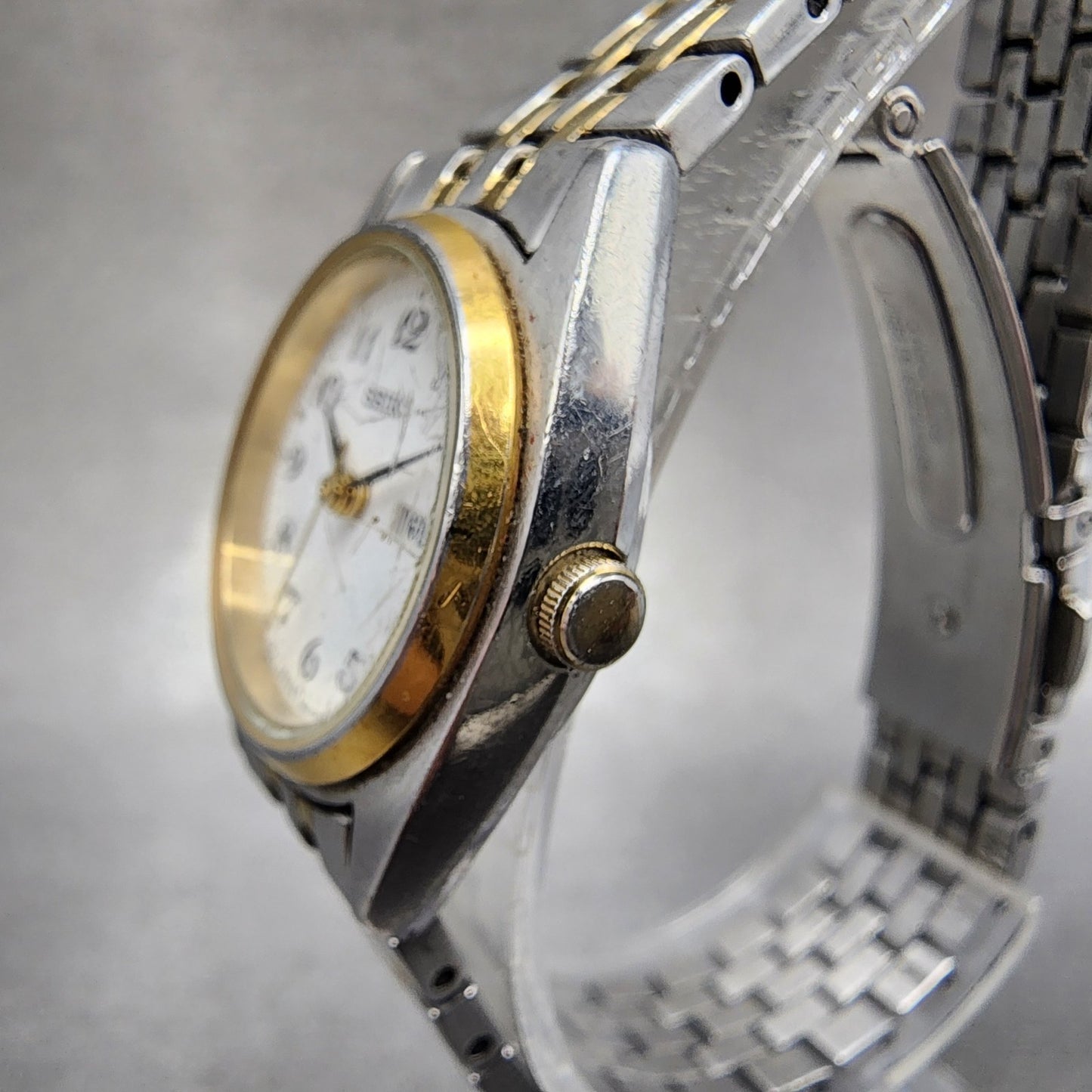 Seiko Watch Women 23mm White Dial Two Tone Daydate 7n830011 New Battery2