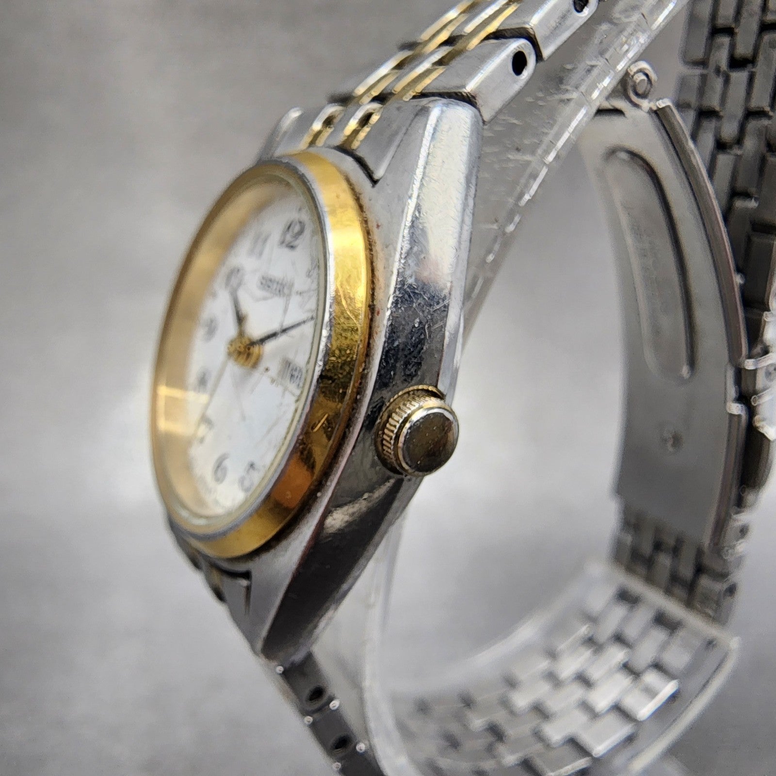 Seiko Watch Women 23mm White Dial Two Tone Daydate 7n830011 New Battery2