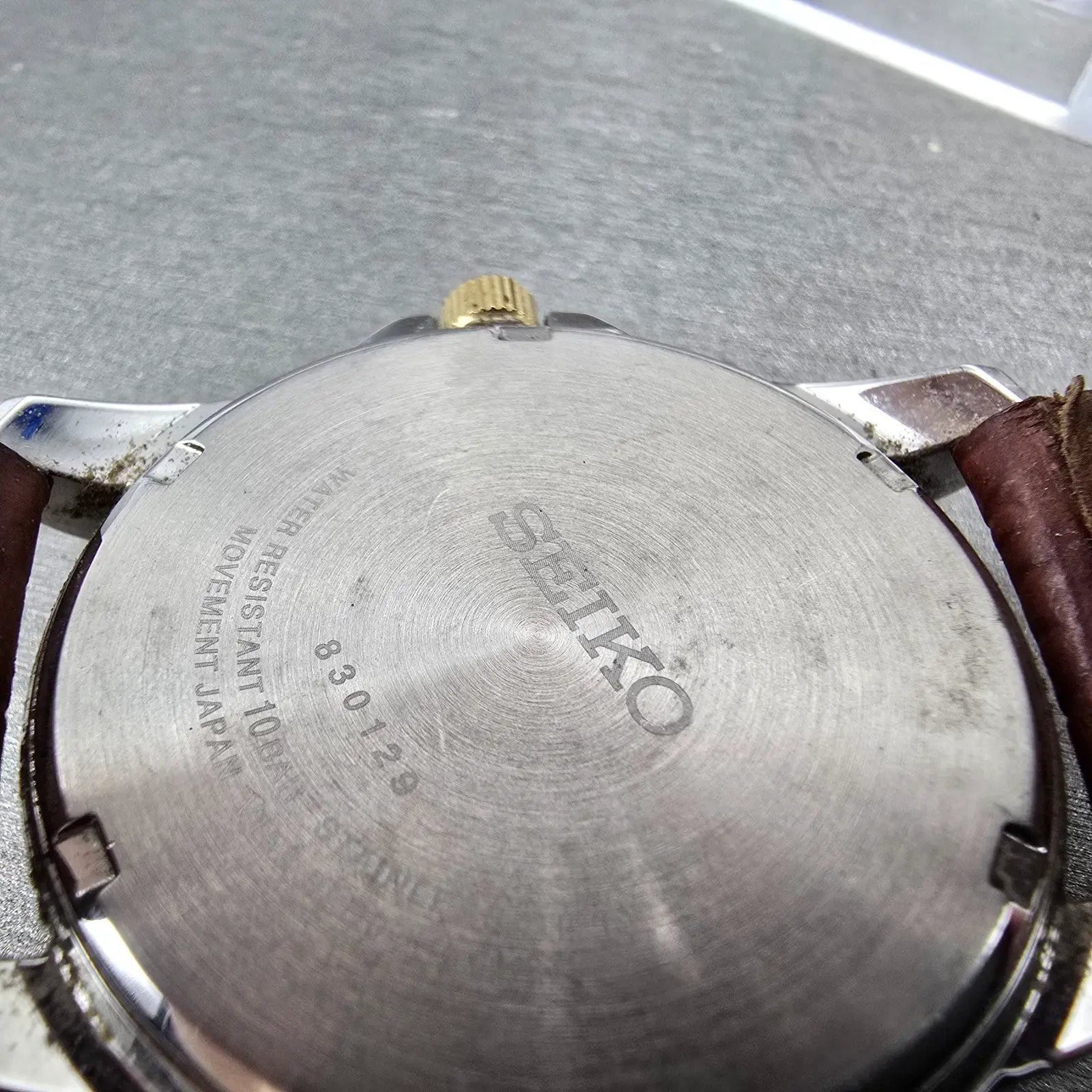 Seiko Solar Watch Men 39mm Blue Dial Two Tone Daydate Round V158-0AD0 Runs9