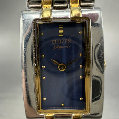 Citizen Elegance Tank Watch Women 14mm Blue Dial Two Tone 5421-H24148 New Batt 51