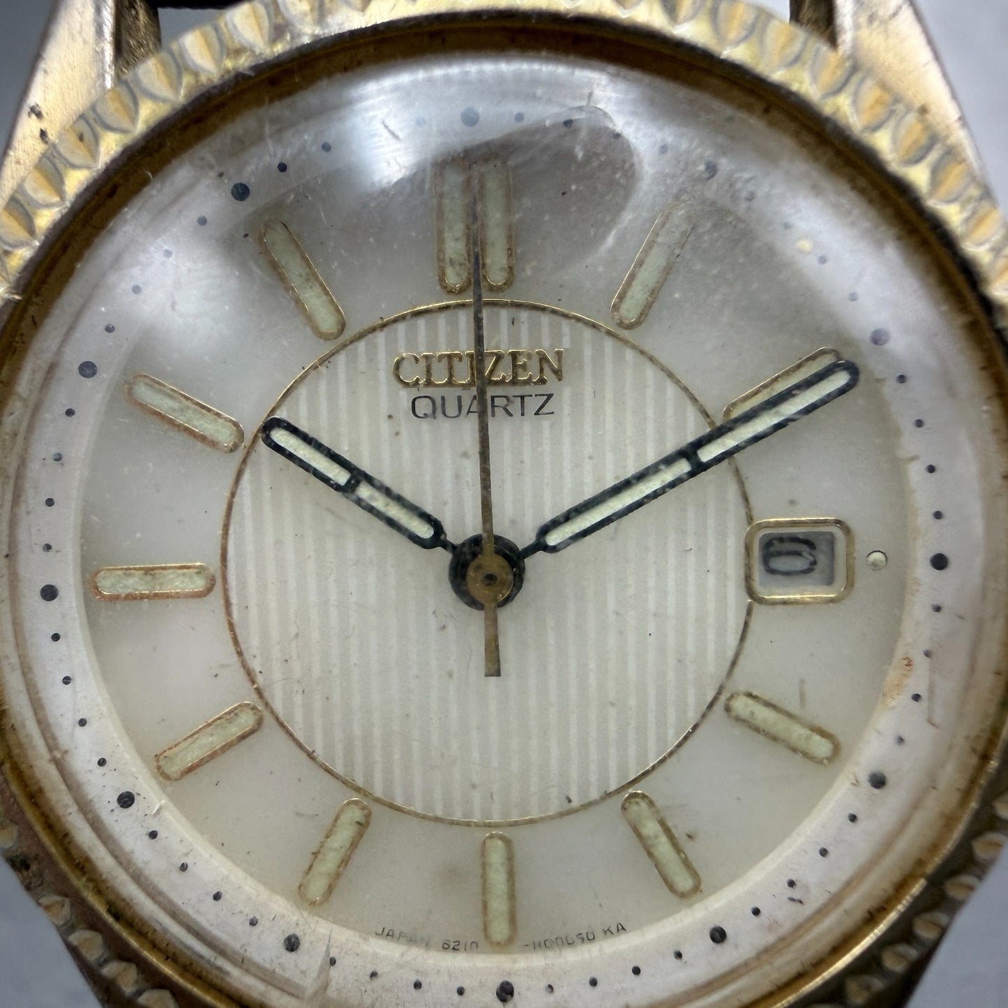 Citizen Watch Men 36mm White Dial Gold Tone Date Round 6210-H00044 New Battery1