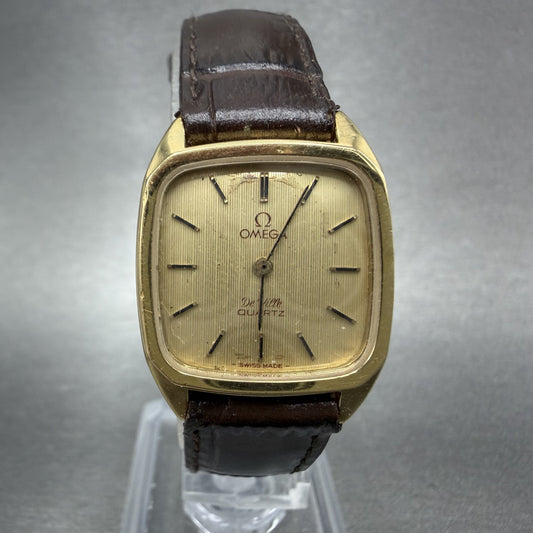 Omega De Ville Tank Watch Women 22mm Gold Dial Gold Tone Cal 1365 VTG PARTS0