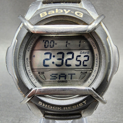 Casio BabyG Watch Women 42mm Digital Silver Tone alarm Chrono MSG133 New Batt1