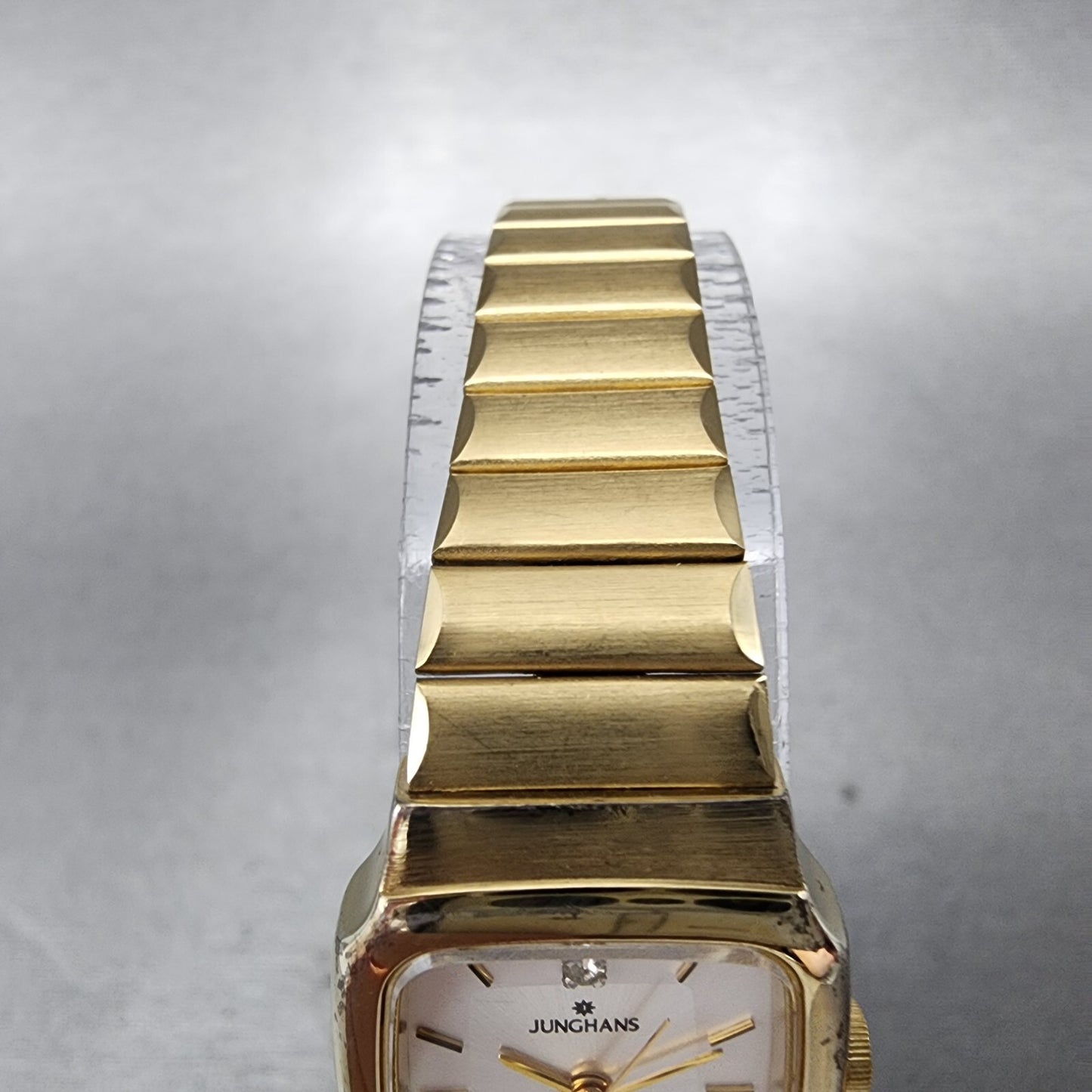 Junghans Noblesse Watch Women 19mm White Dial Gold Tone Rectangle New Battery4