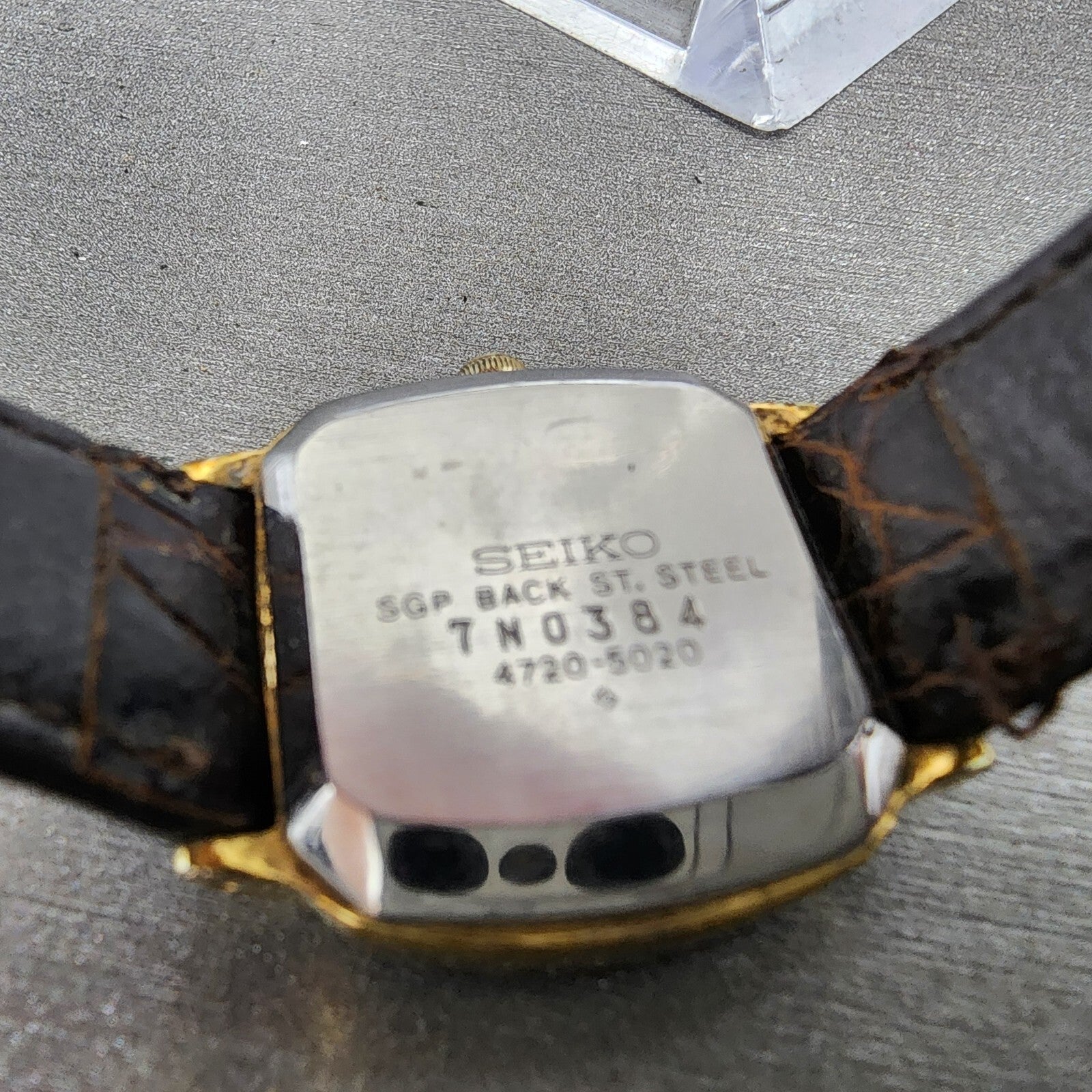 VTG Seiko Watch Women 23mm Gold Dial Gold Tone Rectangle 47205020 New Battery9