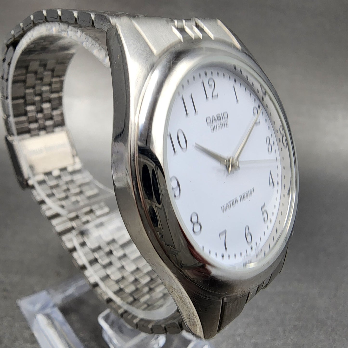 Casio Watch Men 36mm White Dial Silver Tone Round Mtp1129 New Battery3