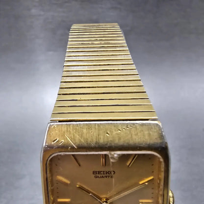 Seiko Tank Watch Men 26mm Gold Dial Gold Tone Rectangle 5Y95-5000 PARTS LP5