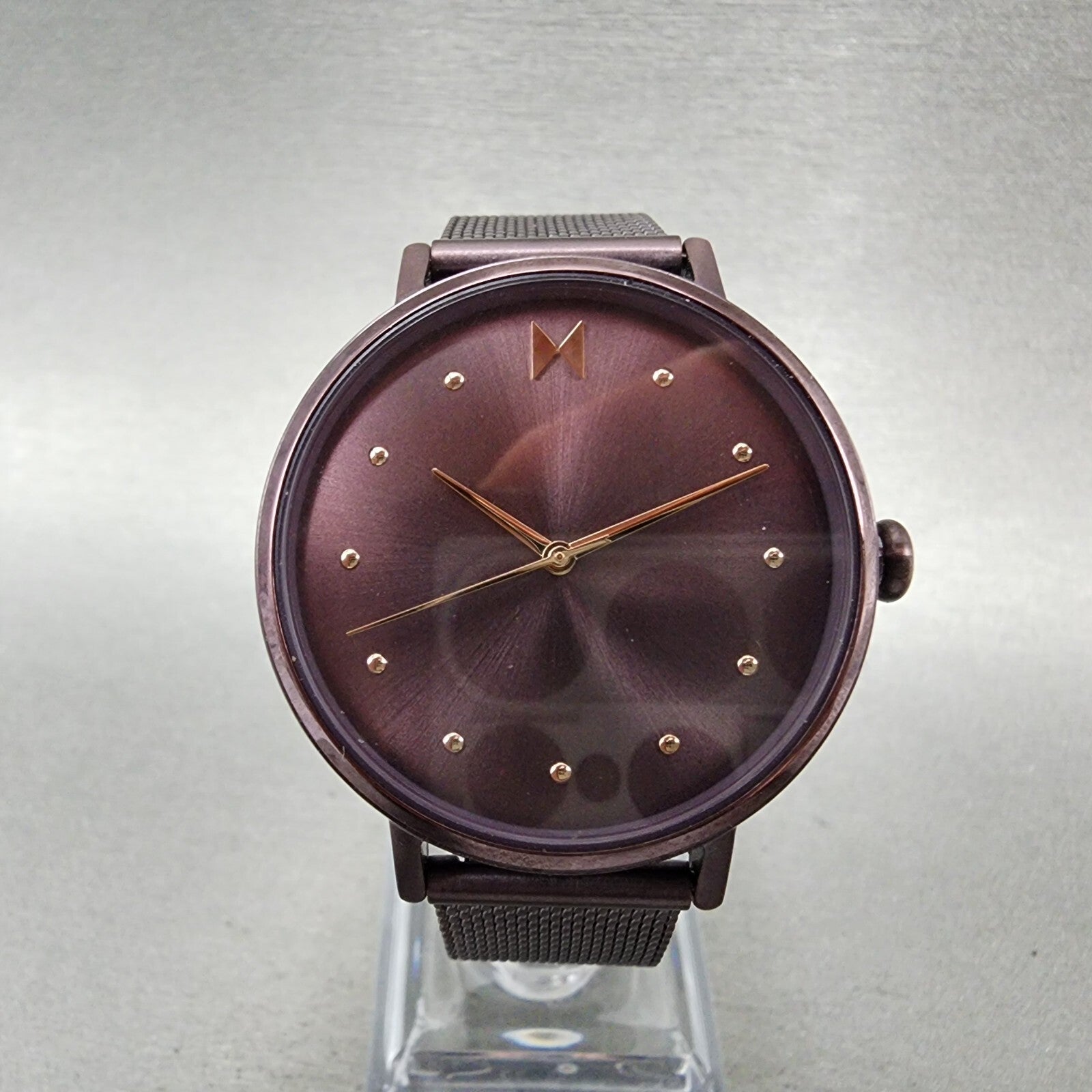 MVMT Dot Watch Women 36mm Purple Dial Purple Tone Round Mesh Band New Battery0