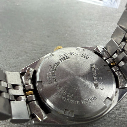 Seiko Watch Women 24mm Blue Dial Two Tone Daydate Round 7N83-0041 New Batt FR49
